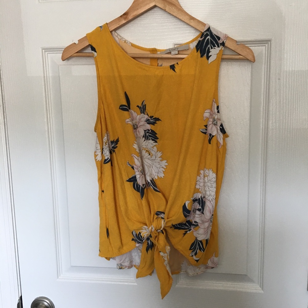 Loft | Floral Tie Front Button Back Tank Top